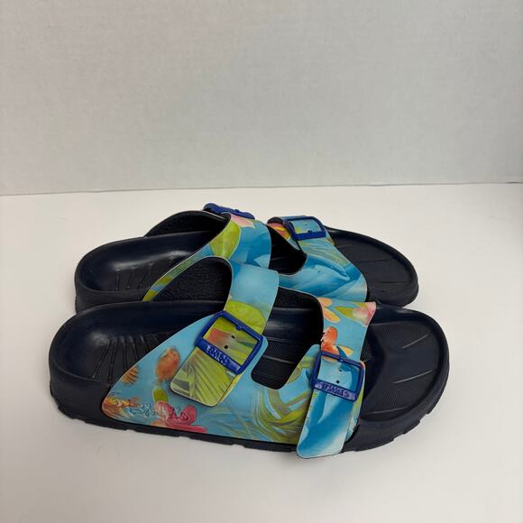Birkenstock BIRKIS Lagoon Tropical Fish Dolphin Floral Rubber Slides Size 41 - Picture 3 of 9